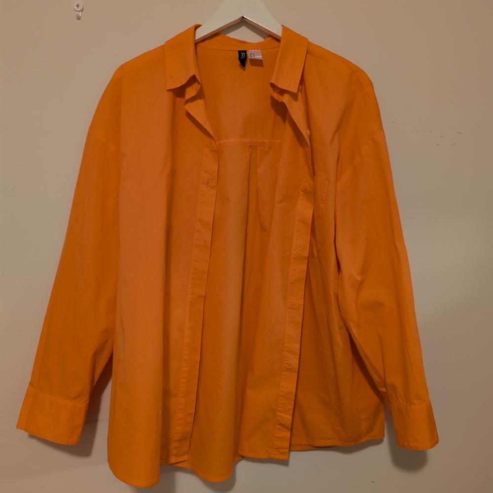 H&M Orange Oversized Button Down Shirt